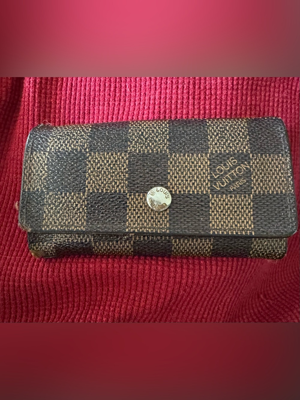 Louis Vuitton Brown Damier Ebene Check Snap Key Chain